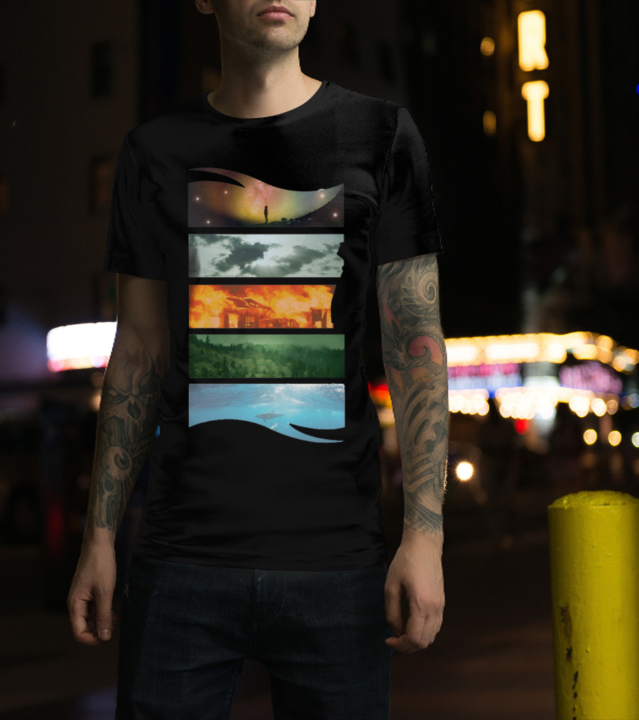 Cosmos Sky Fire Forest Ocean Elements T-Shirt