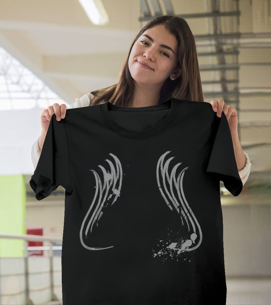 Black Ace Splatter Ink Winged Ace Spade T-Shirt