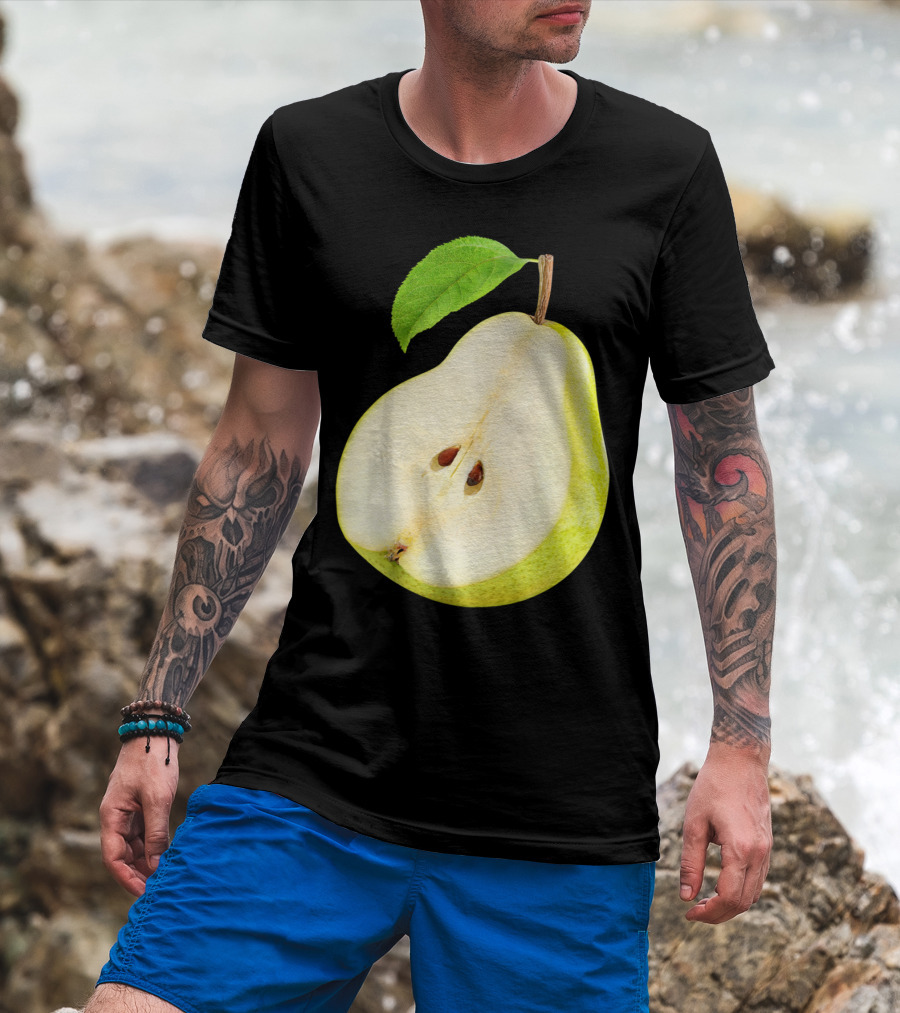 Half Of Pear Slice With Leaf T-Shirt