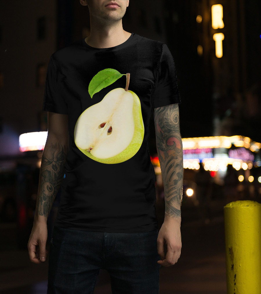 Half Of Pear Slice With Leaf T-Shirt