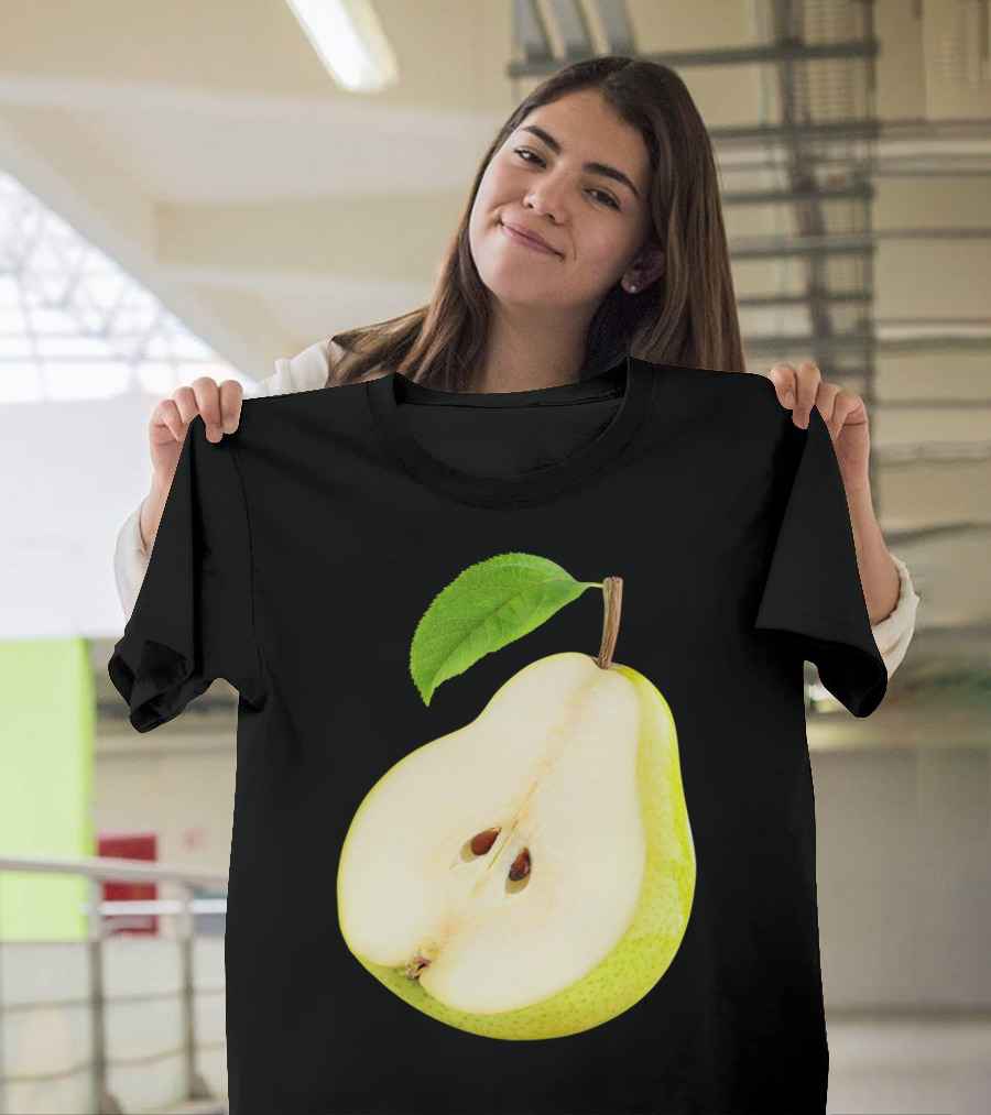 Half Of Pear Slice With Leaf T-Shirt