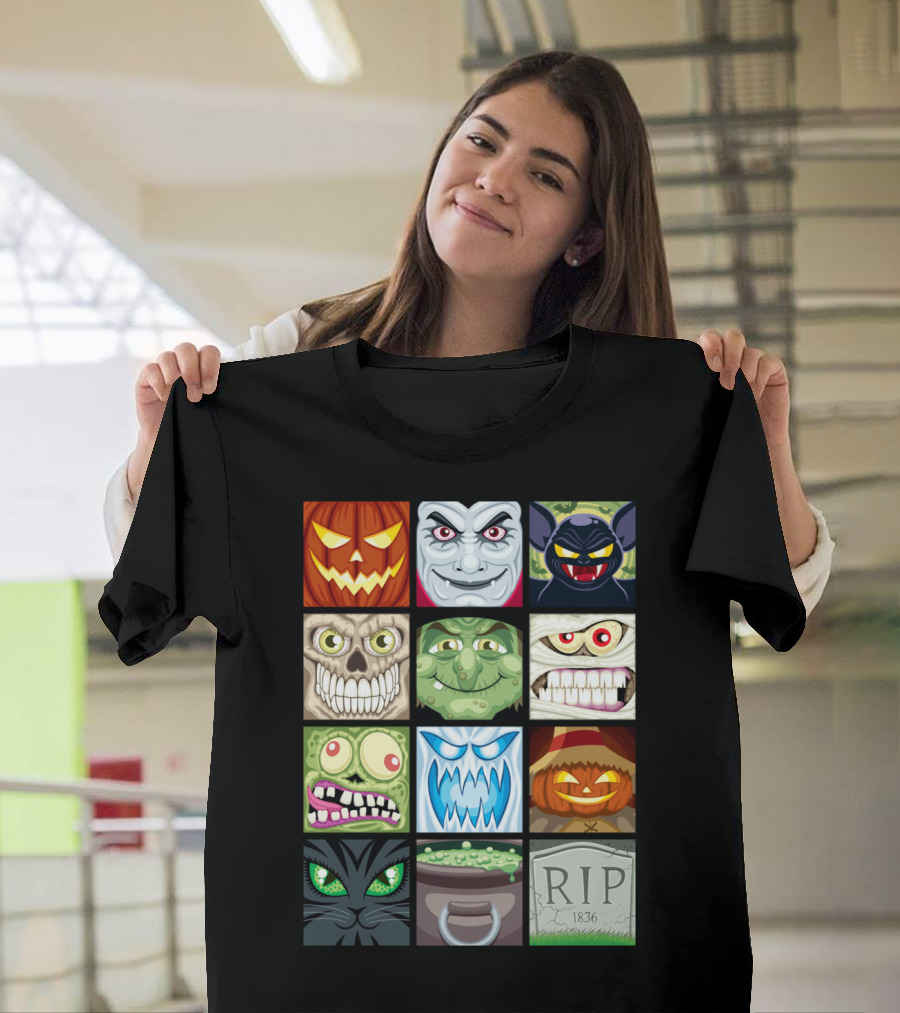 Halloween Avatars Jack-O'-Lantern Skull Zombie Griffin Pumpkin Cat RIP 1836 T-Shirt