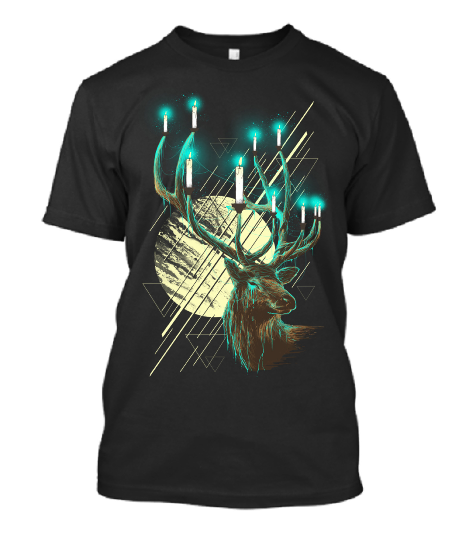 Deadfall Stag Antlers Candles Geometric Moonlight T-Shirt