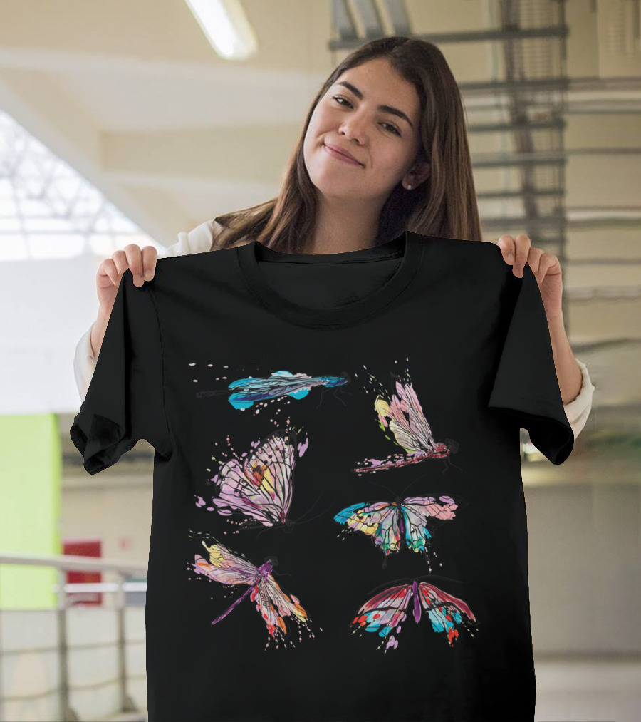 Colorful Butterflies And Dragonflies Vibrant Wings Bright Flight T-Shirt