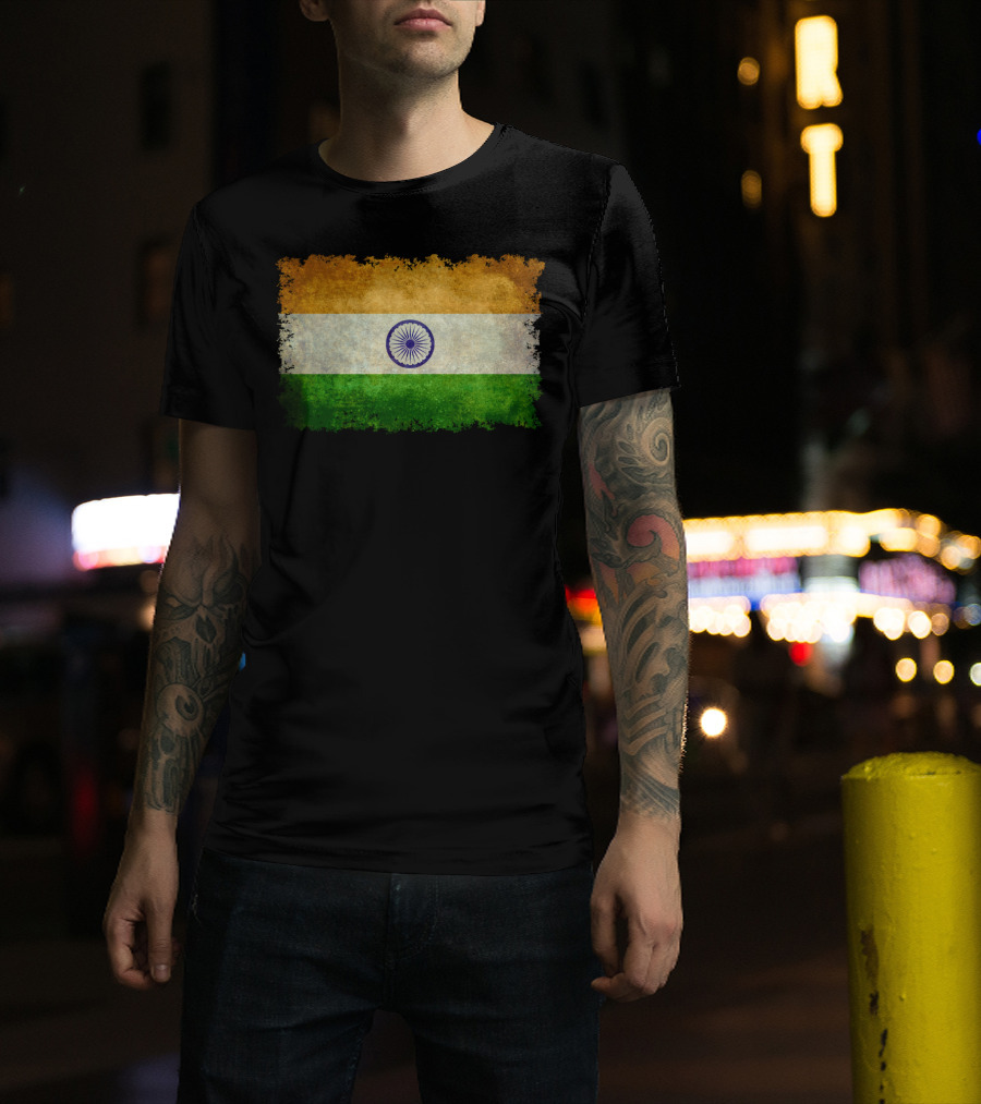 Flag Of India Grunge Style Texture T-Shirt