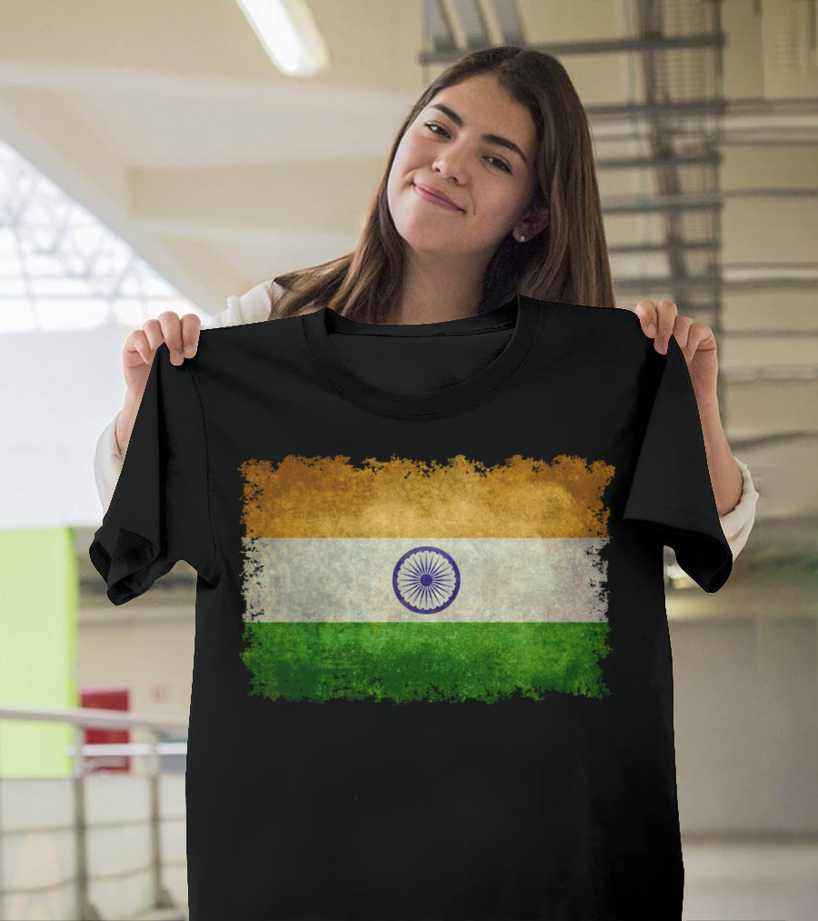 Flag Of India Grunge Style Texture T-Shirt