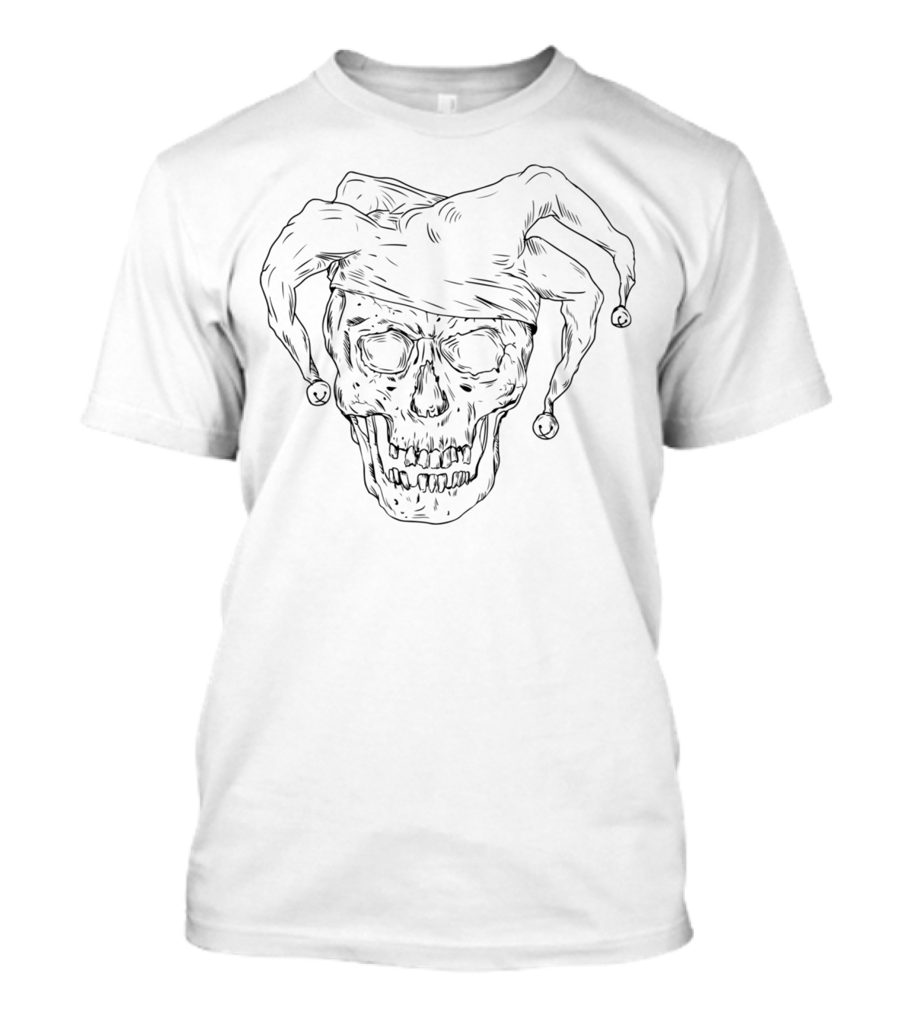 Court Jester Skull Drawing Dark T-Shirt