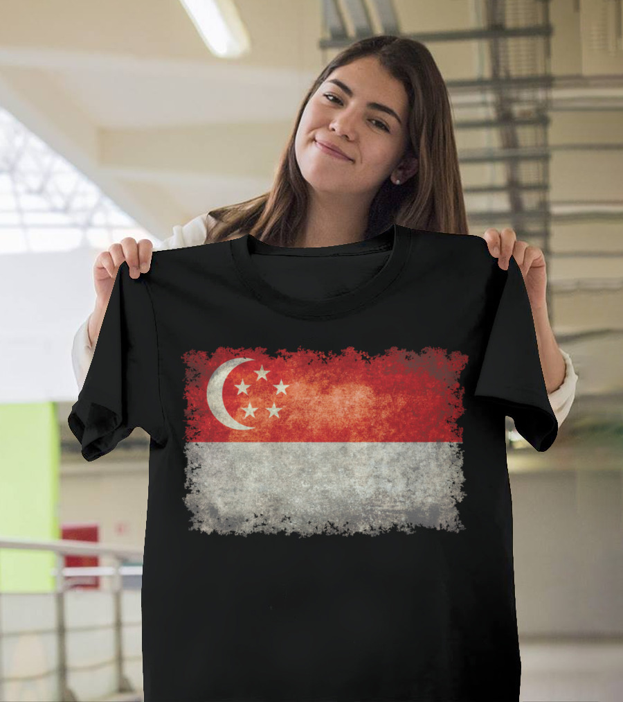 Singapore Flag Vintage Texture T-Shirt