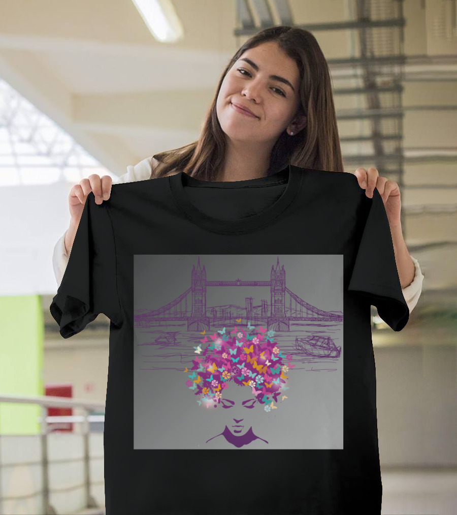 Inter Beuty Tower Bridge Butterfly Hair Transformation T-Shirt