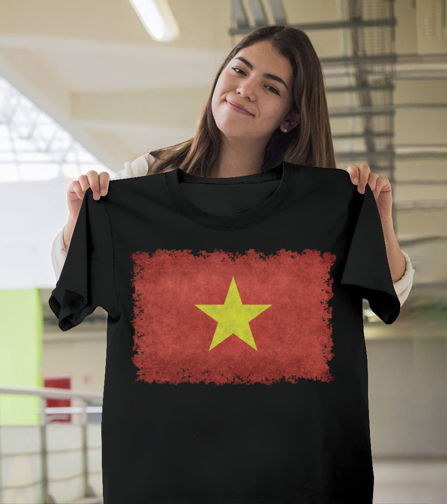 Vietnam Flag with Vintage Texture Style Elements T-Shirt