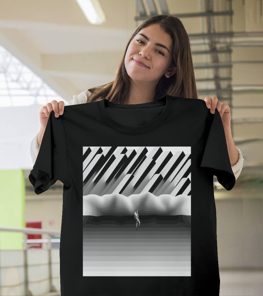 Build A Home Monochrome Abstract Landscape with Figure T-Shirt