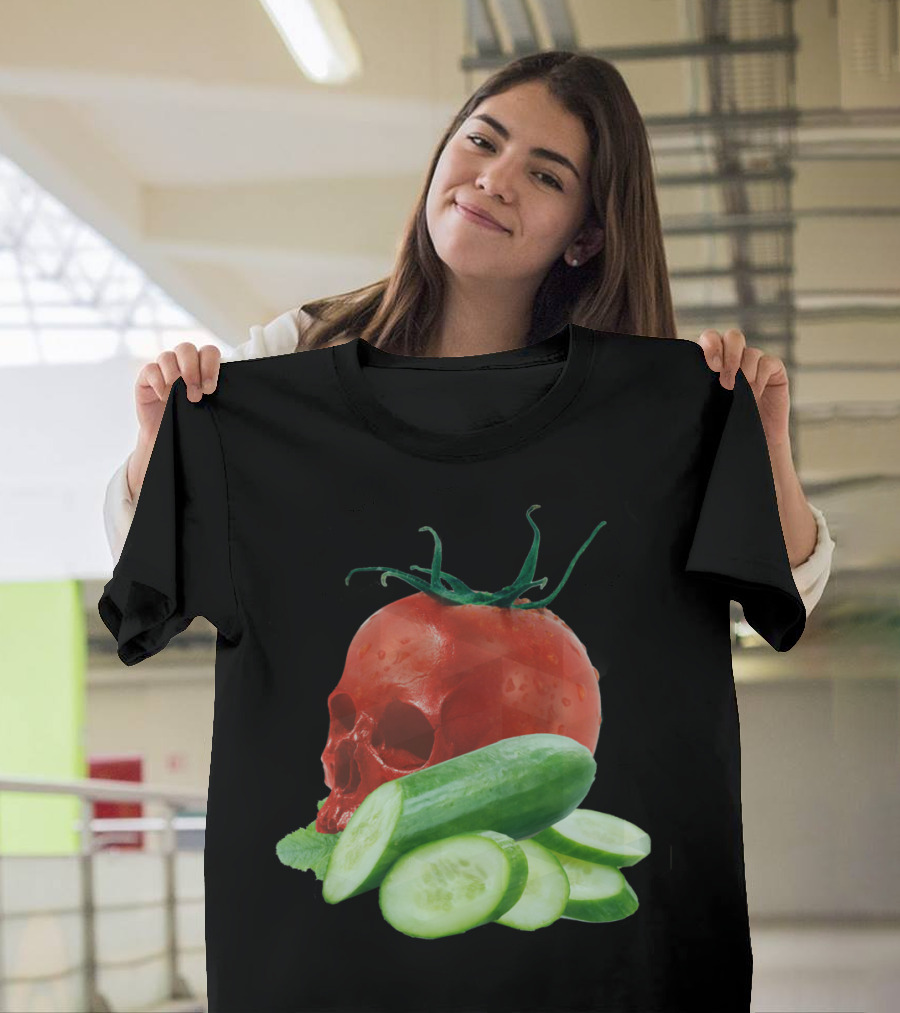Healthy Food Skull Tomato and Cucumbers T-Shirt