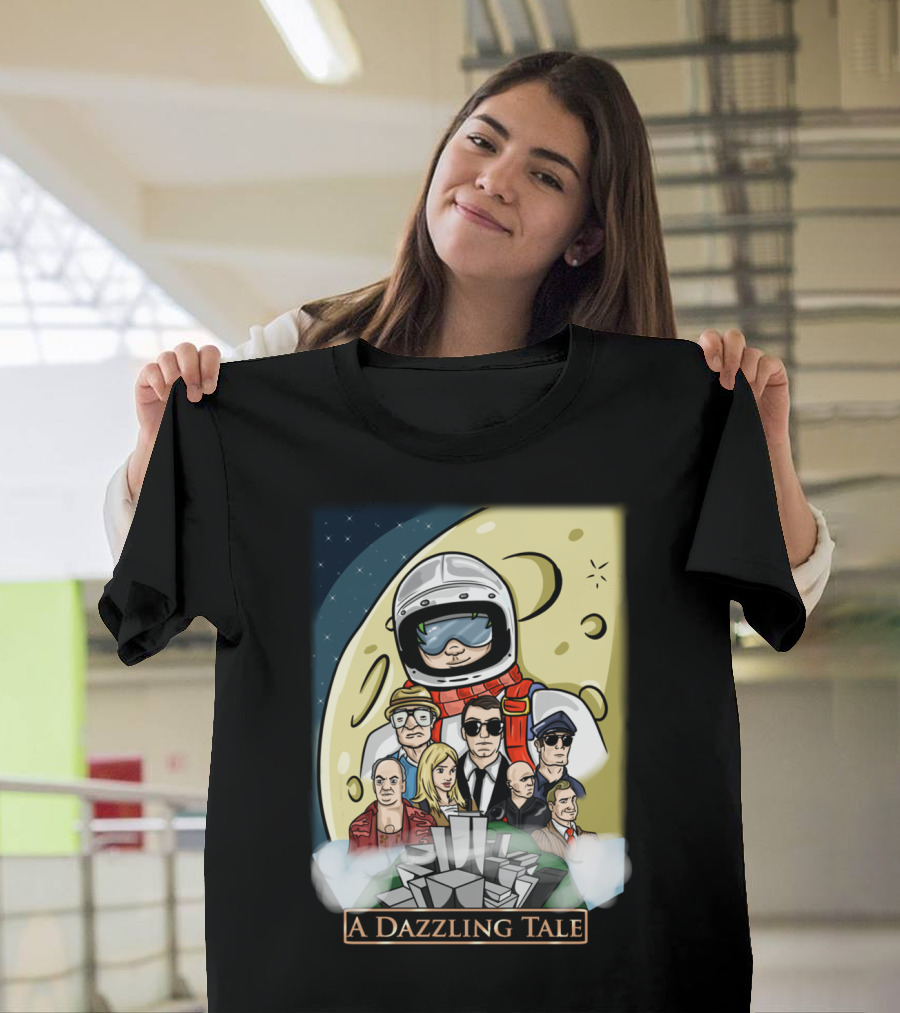 A Dazzling Tale: Moon Astronaut Cityscape Figures T-Shirt
