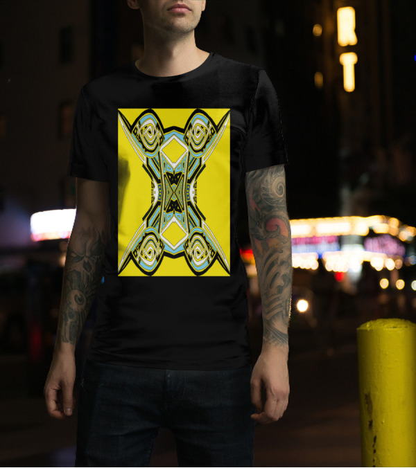 QUETZALCOATL Yellow Geometric Pattern On Vibrant Background T-Shirt