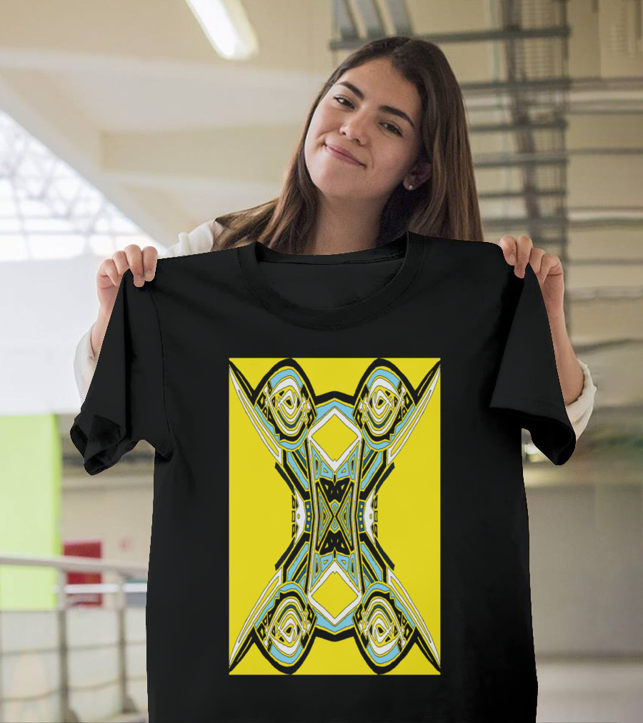 QUETZALCOATL Yellow Geometric Pattern on Vibrant Background T-Shirt