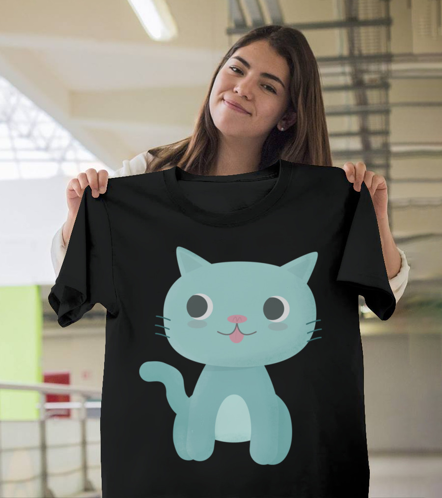 Happy Cute Cat Adorable Cartoon T-Shirt