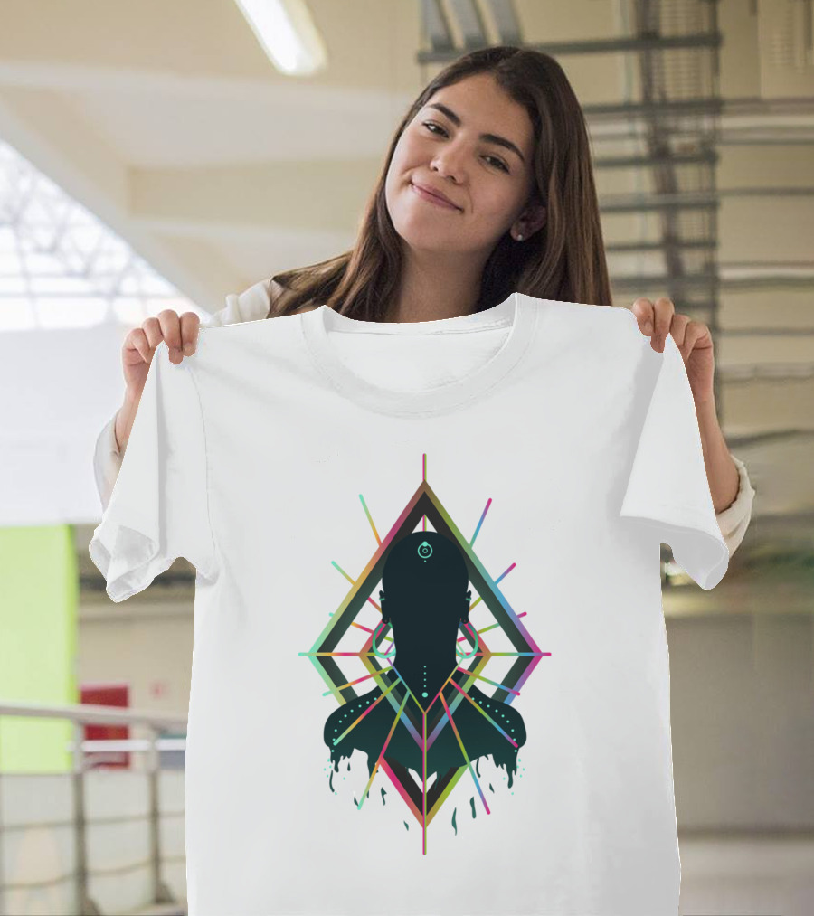 Entity Abstract Geometric Silhouette with Colorful Lines and Shapes T-Shirt