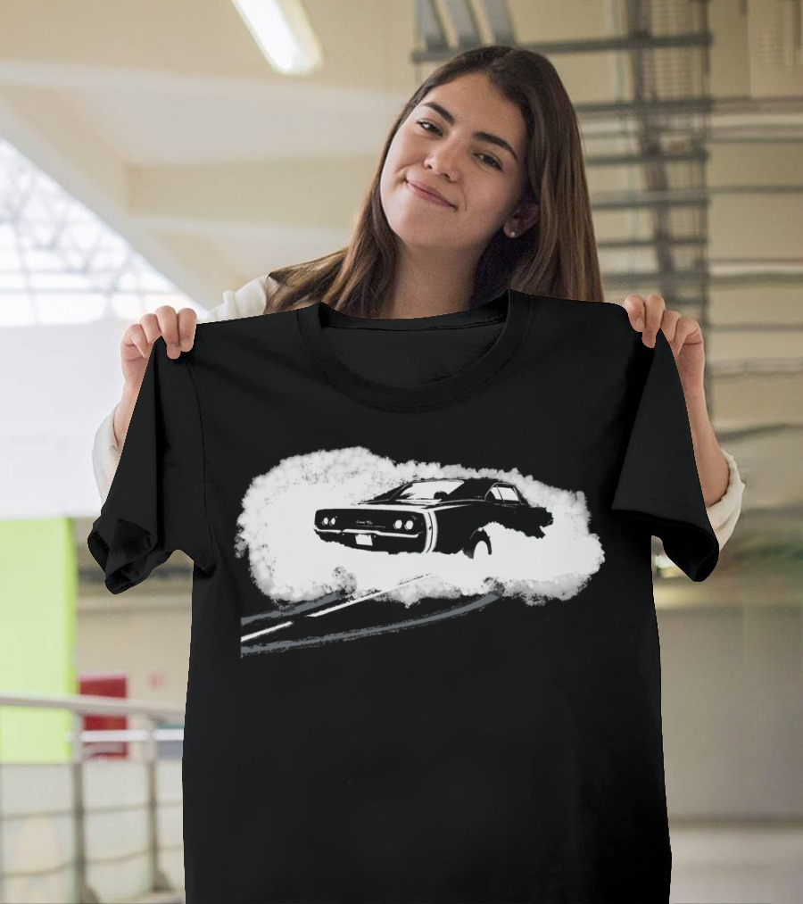 Burn Out Classic Muscle Car in Smoke Cloud T-Shirt