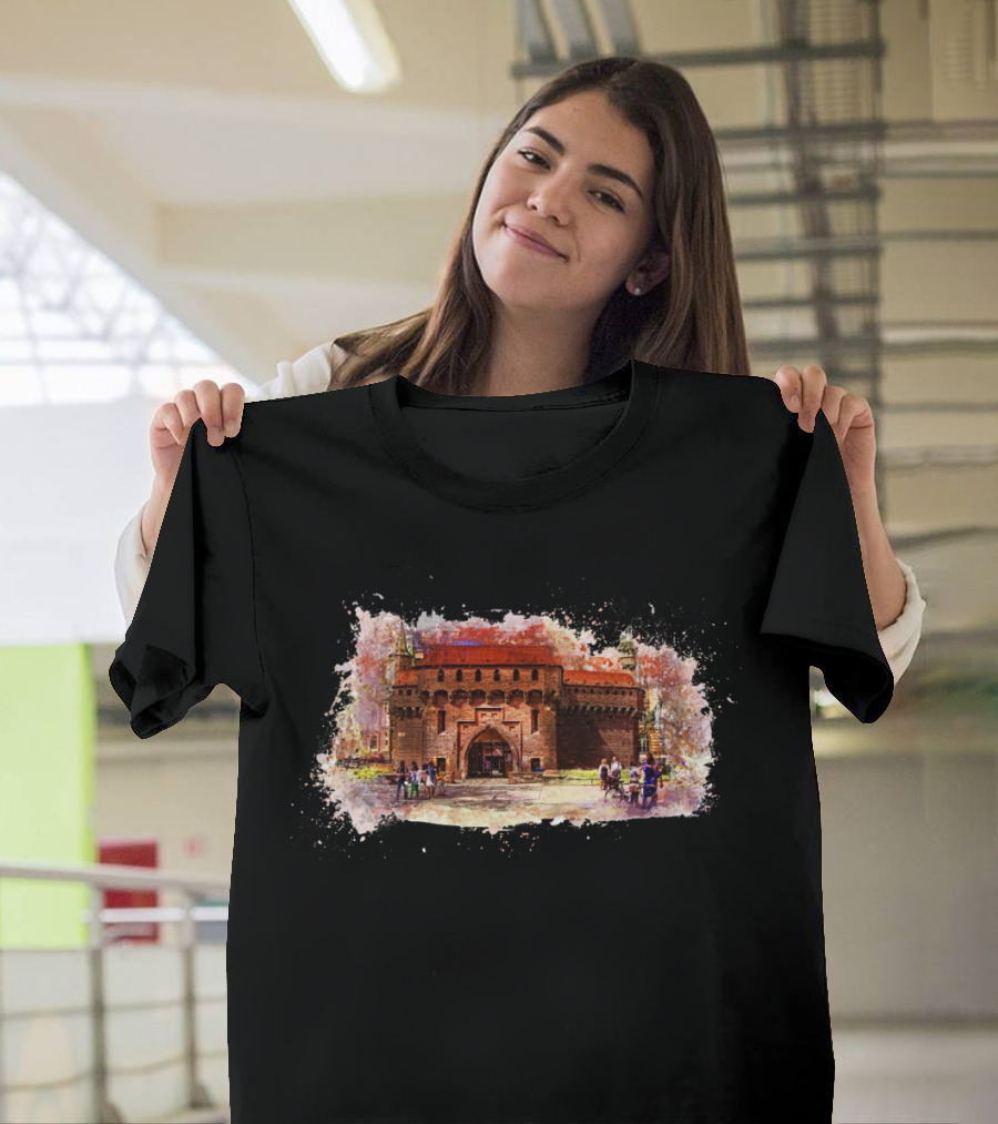 Barbican Cracow Watercolor Architecture Scene T-Shirt