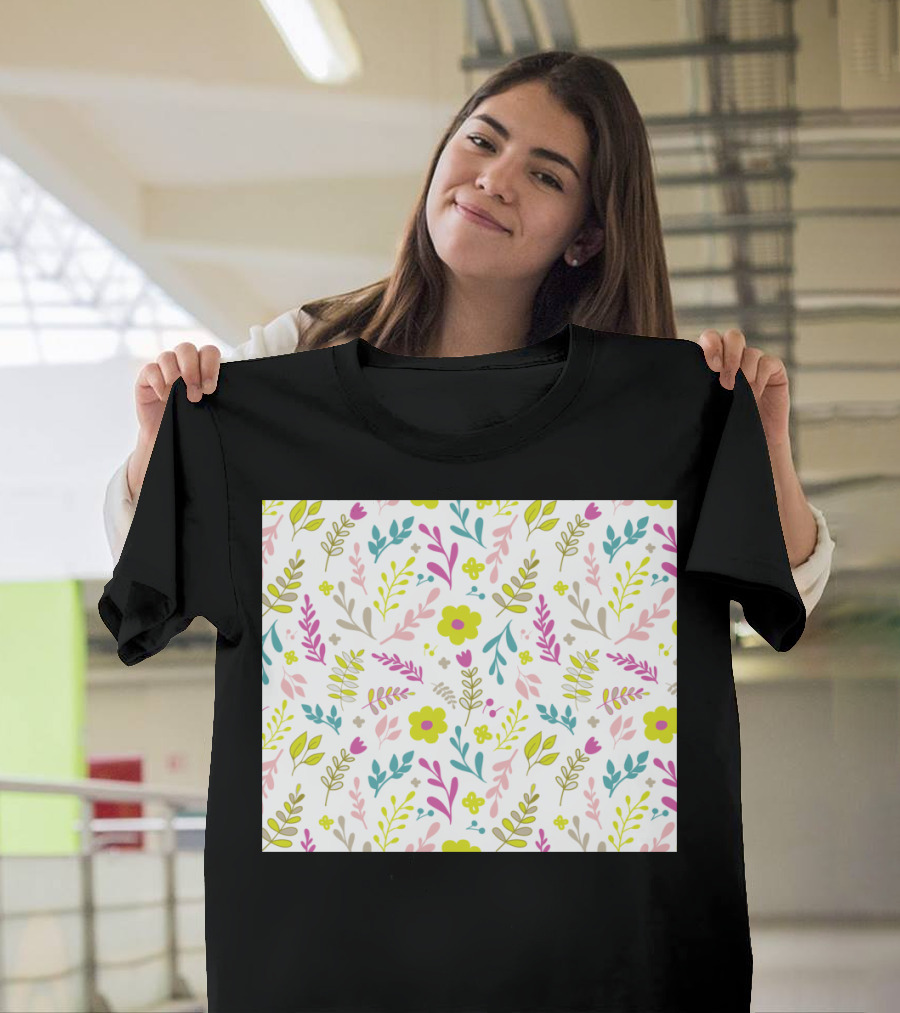 Happy Colorful Floral Pattern Everywhere T-Shirt