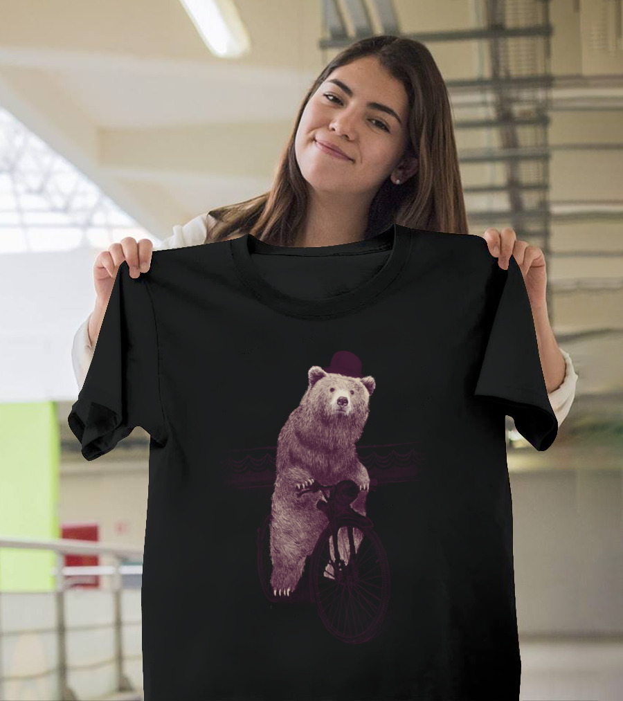 Barnabus Bear Riding Bicycle Wearing Bowler Hat T-Shirt