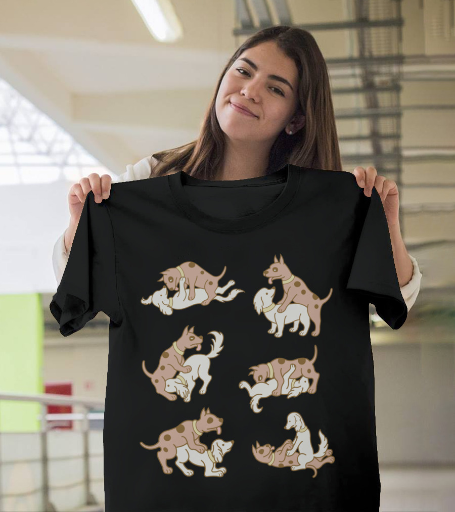 Erotic Dogs Playful Canine Interaction Art T-Shirt