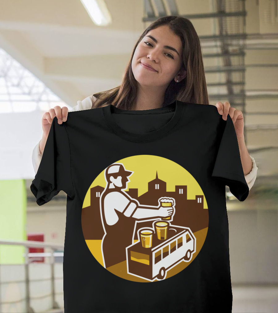 Bartender Beer Van City Circle Retro T-Shirt