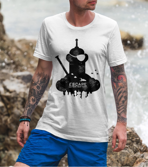 Escape From New New York Silhouette Bender Statue T-Shirt