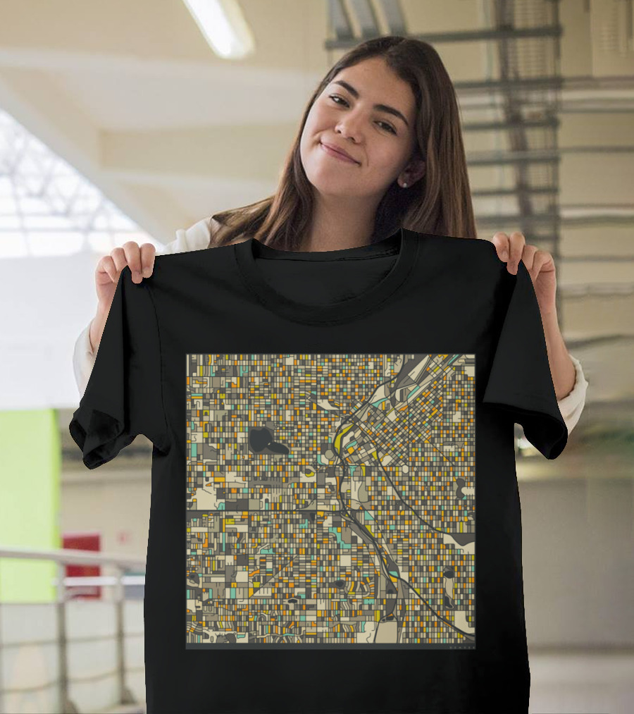 DENVER MAP COLORFUL CITY STREET GRID T-Shirt