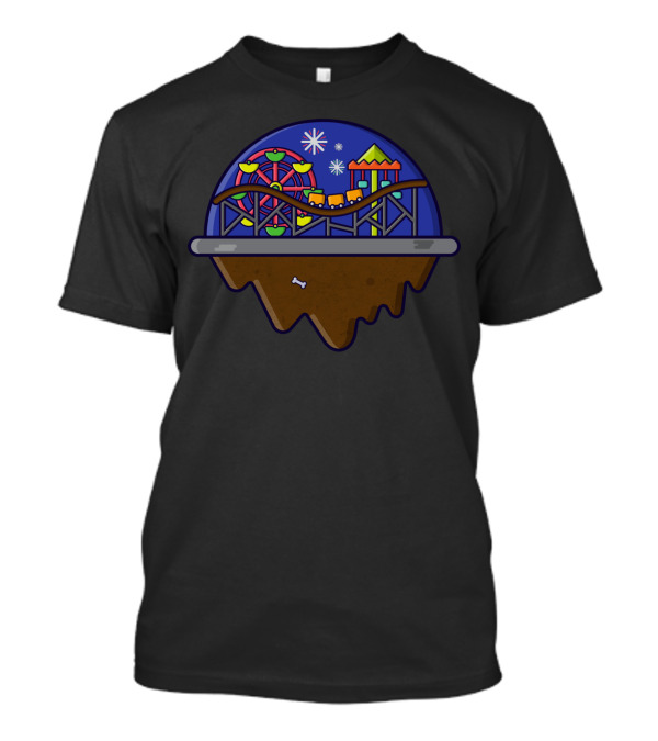 Amusement Park Island Floating Funfair Adventure Ferris Wheel Roller Coaster T-Shirt