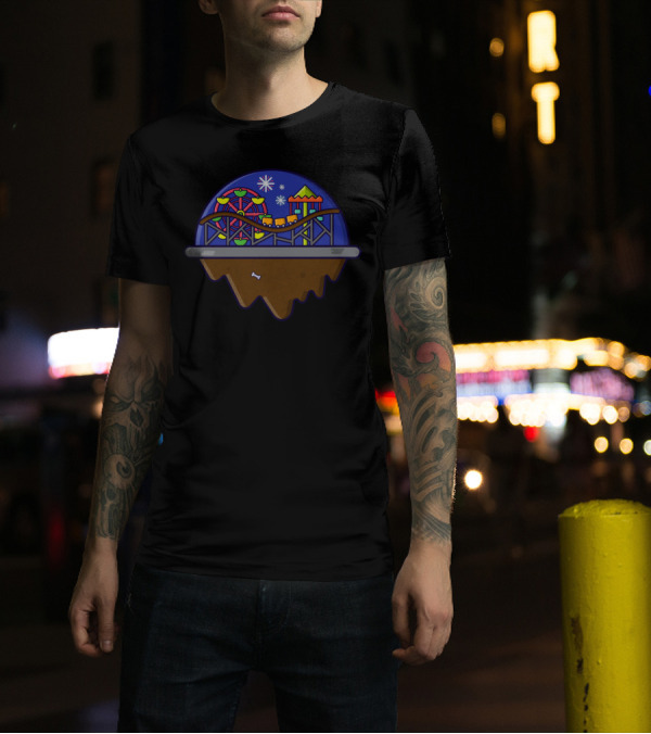 Amusement Park Island Floating Funfair Adventure Ferris Wheel Roller Coaster T-Shirt