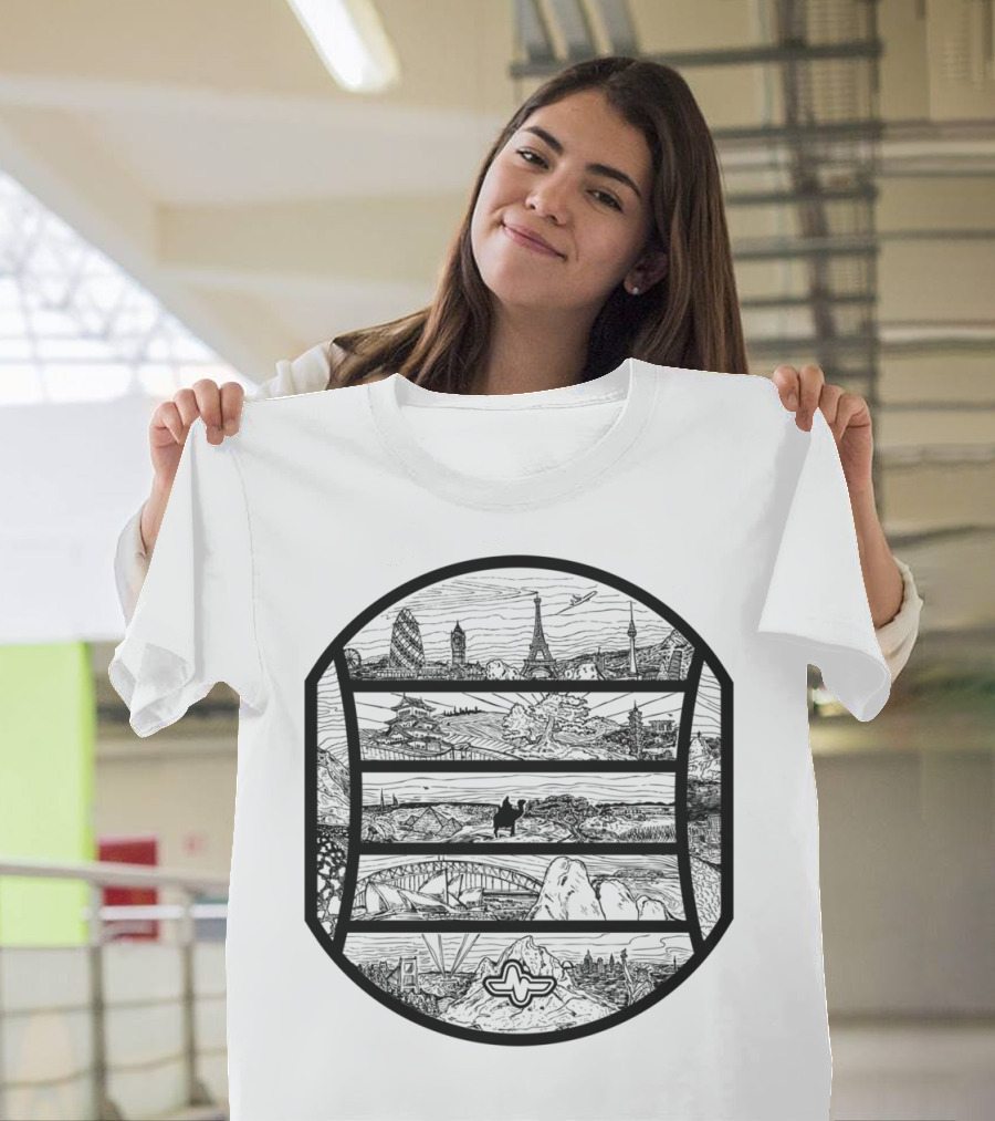 Continental Europe Iconic Landmarks Scenic Circular T-Shirt