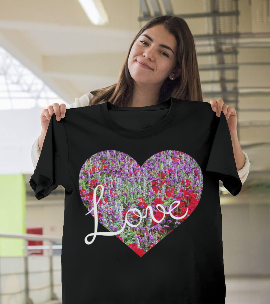Love Heart with Vibrant Floral Background T-Shirt