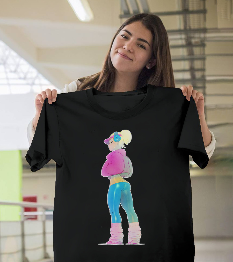 Blue and Pink Athletic Style Girl with Blonde Hair and Visor T-Shirt