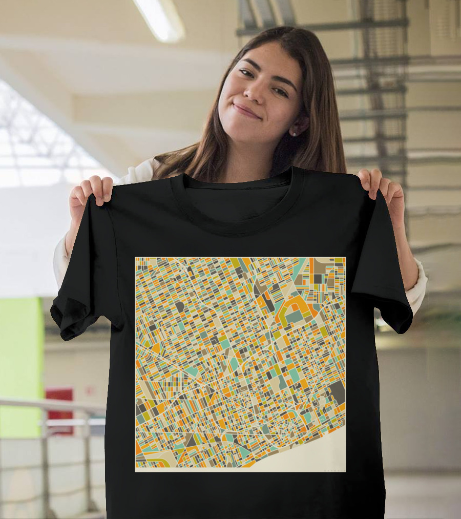 Detroit Urban Map Colorful Grid T-Shirt