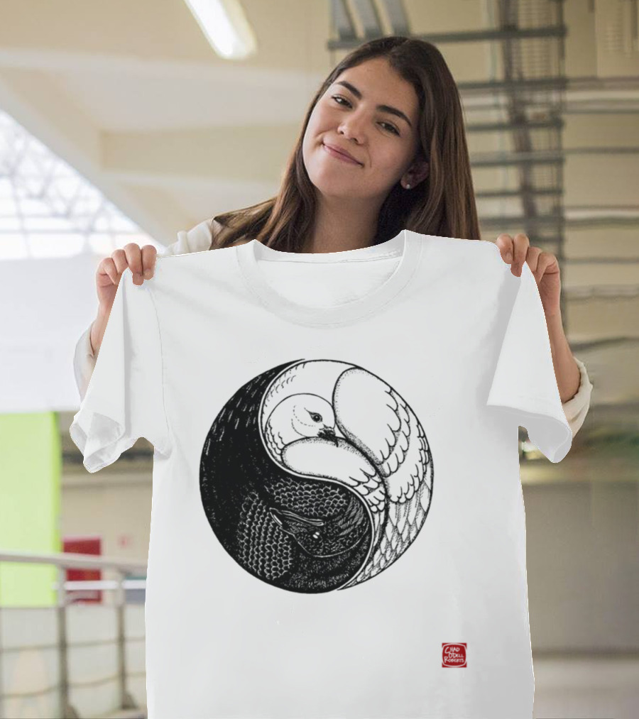 Raven And Dove Yin Yang by Camp Hoborobo T-Shirt