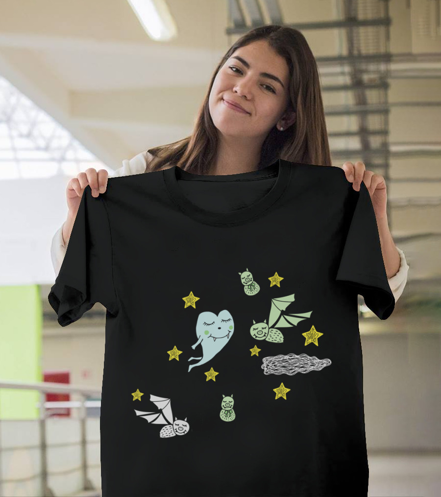 Vince The Vampire Ghost with Bats and Stars T-Shirt