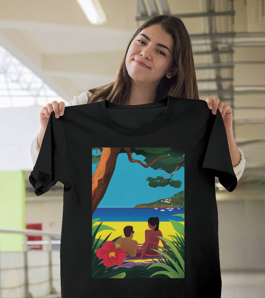 A Shaded Beach Relaxation Under Tropical Trees T-Shirt