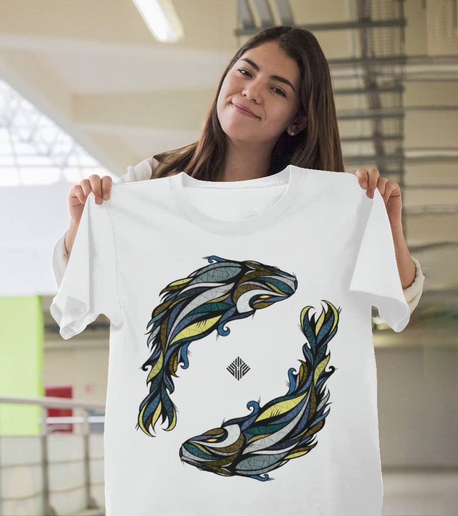 Koi Fish Yin Yang Blue Fish T-Shirt