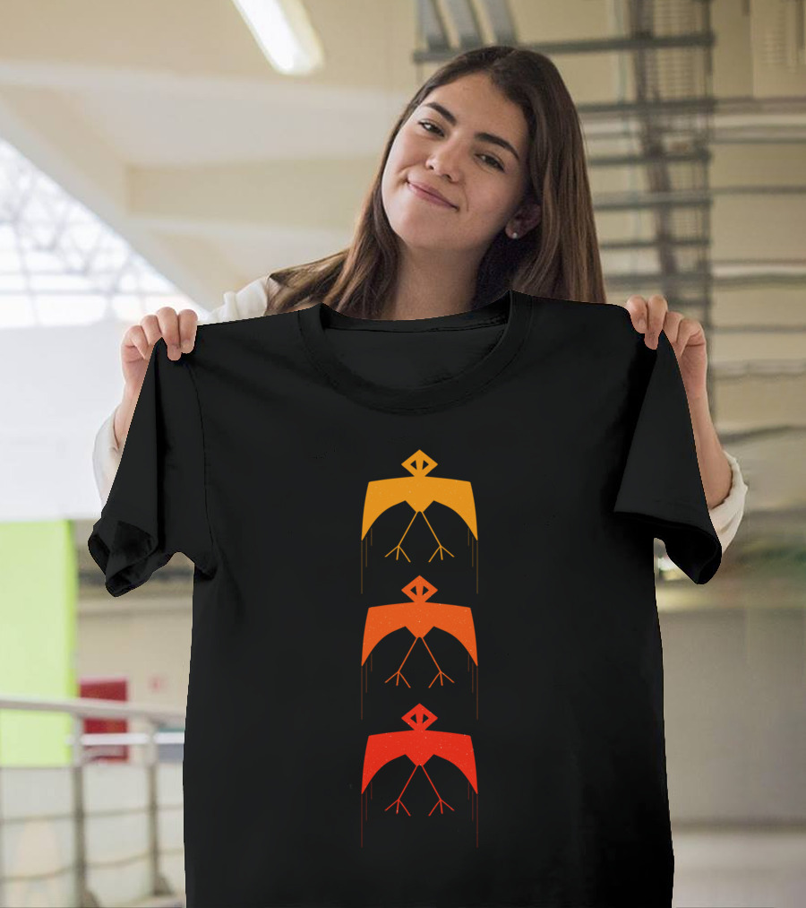 Flying High Tribal Bird Trio in Gradient Hues T-Shirt