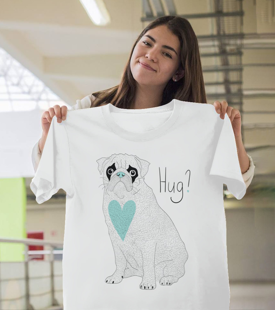 Pug Hug Heart Question T-Shirt