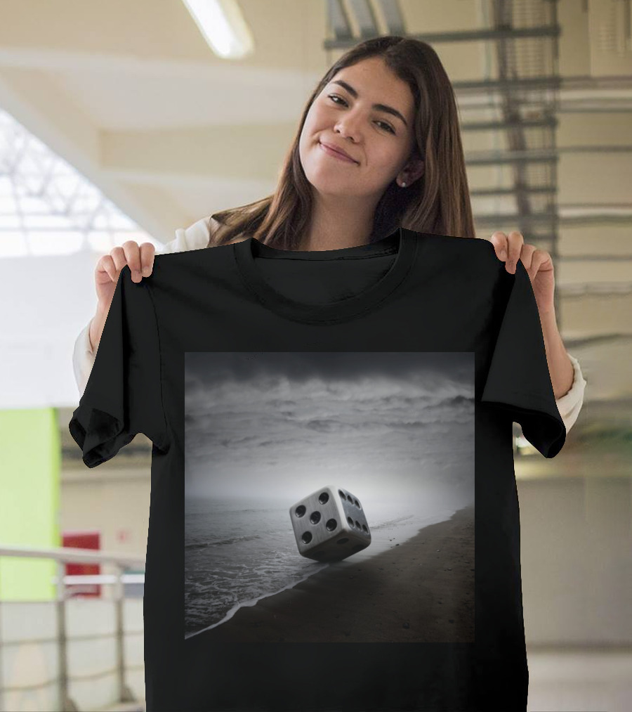 Dice on Mysterious Beach with Stormy Sky T-Shirt