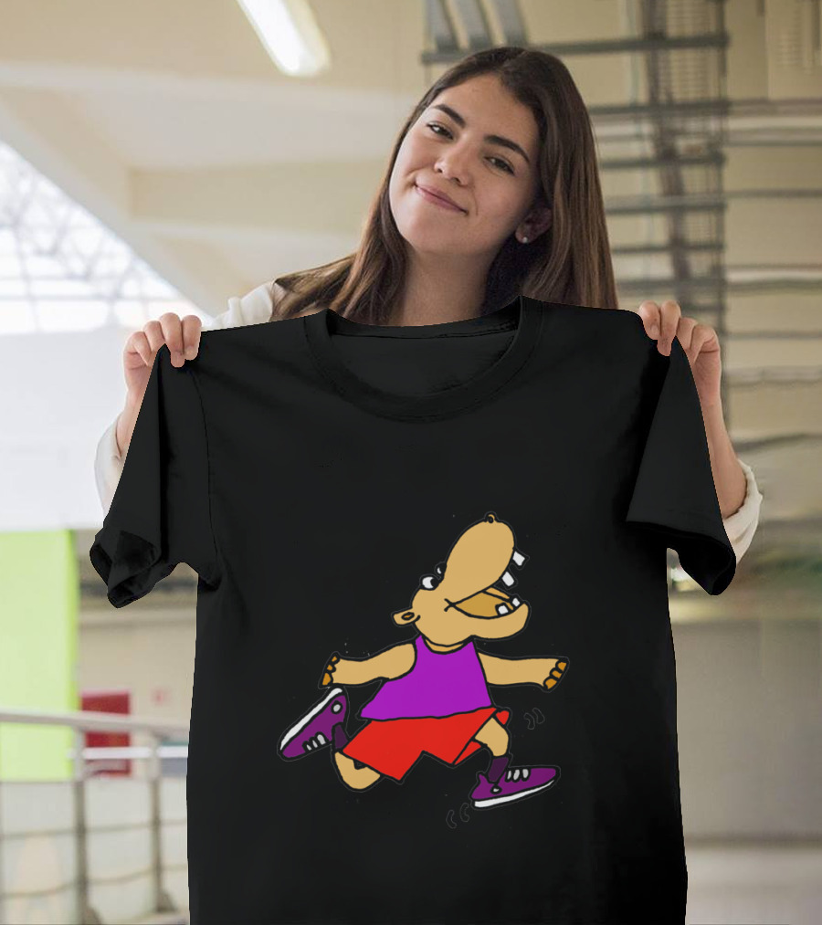 Does This Shirt Make Me Look Fast Funny Jogging Hippo Cartoon T-Shirt