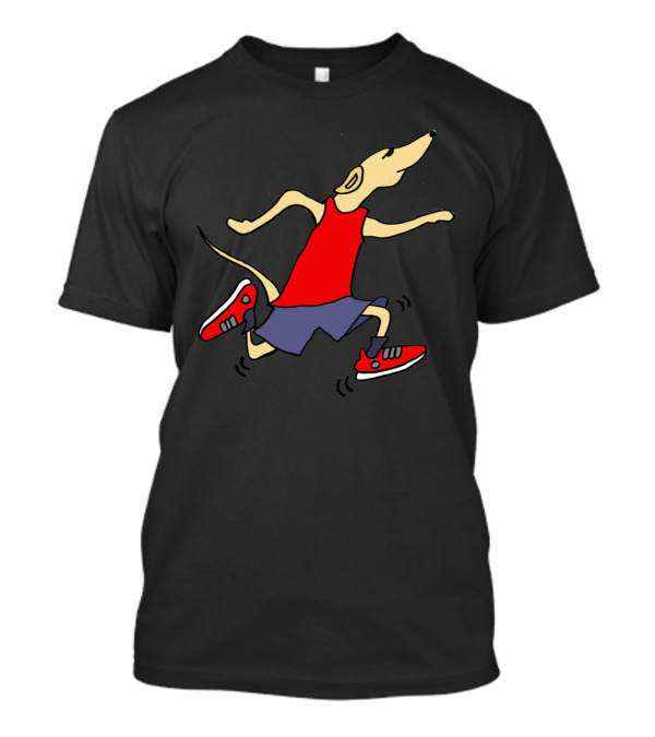 Cool Funny Racing Greyhound Dog Running In Red Sneakers T-Shirt