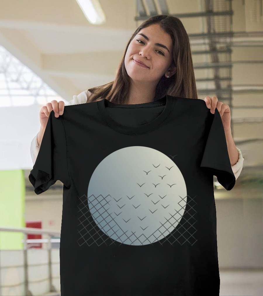 Magical Escape Moon with Birds and Geometric T-Shirt