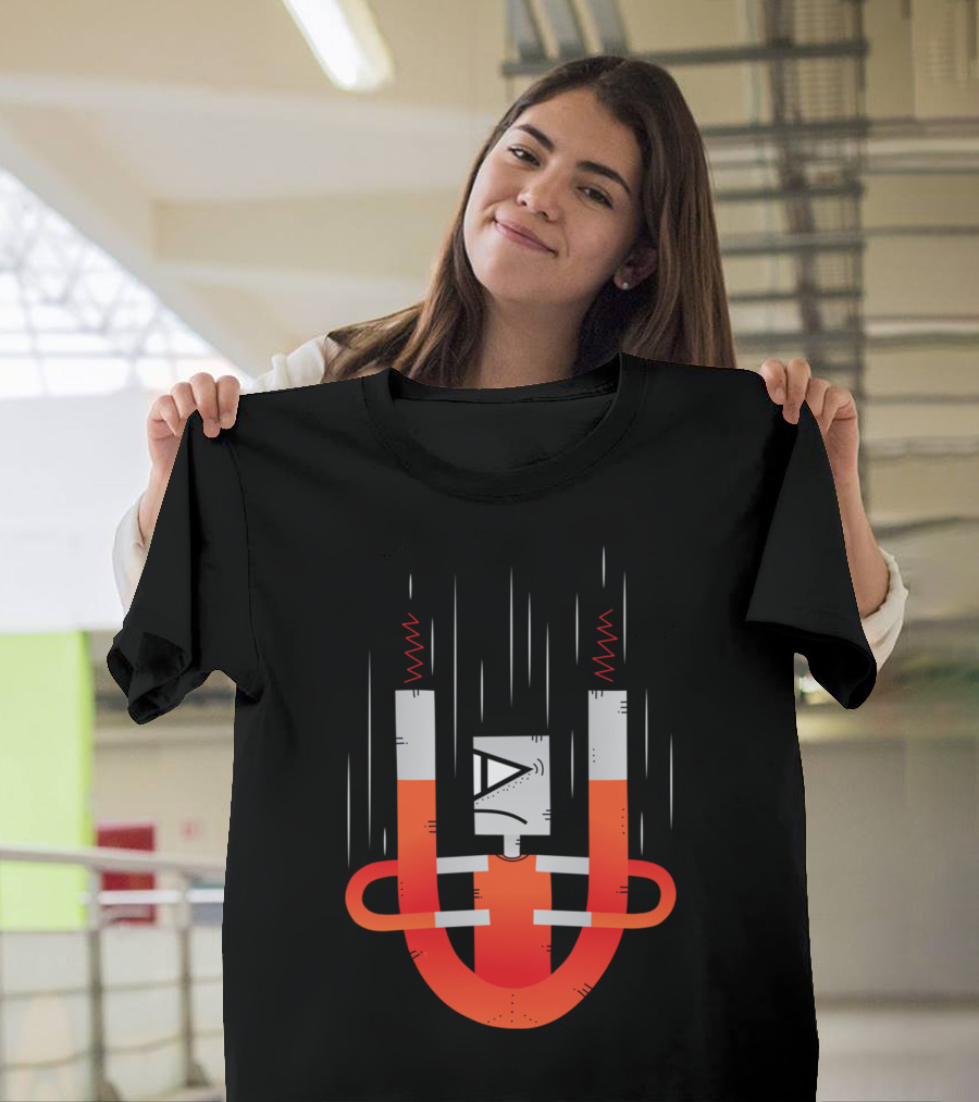 Magnet Man Robot Cartoon U-Shaped Magnet Character T-Shirt