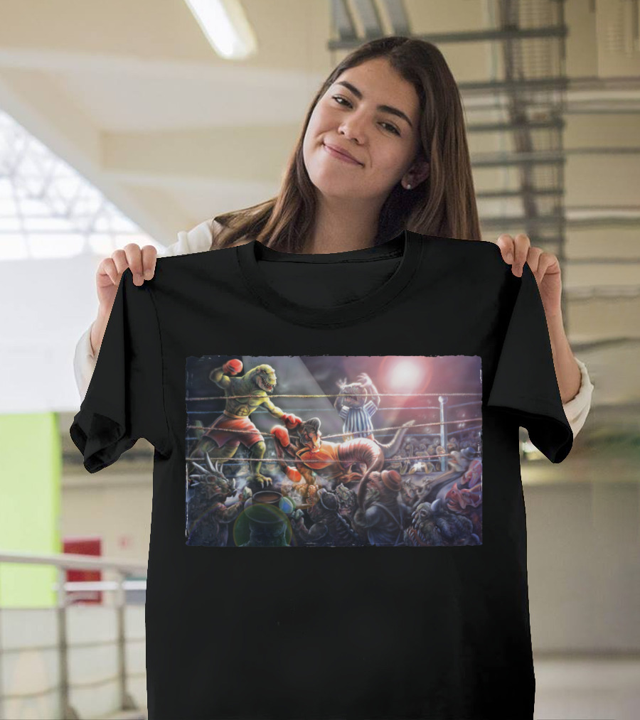 Battle Of The Ages Dinosaur Boxing Match Spectacle T-Shirt