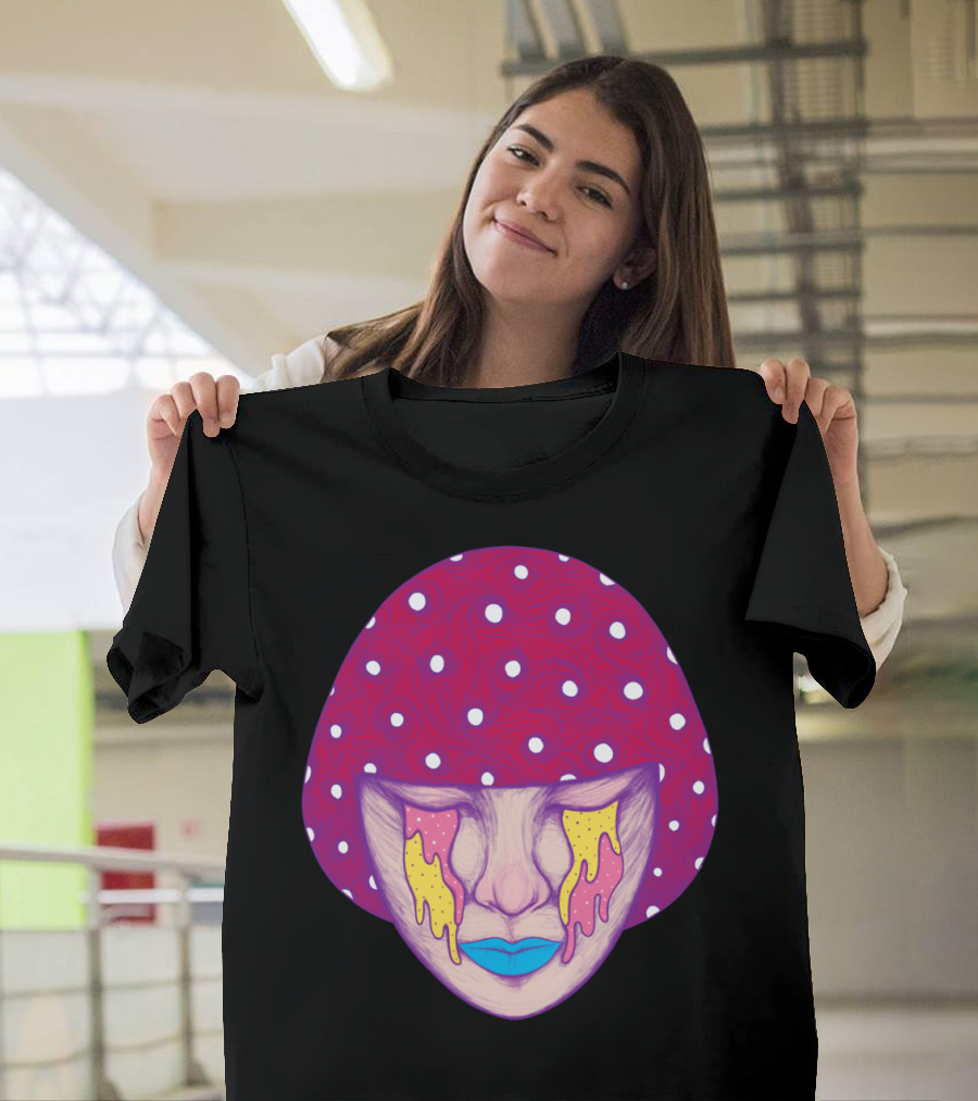 Sweet Sadness Polka Dot Mushroom Teardrop Face T-Shirt