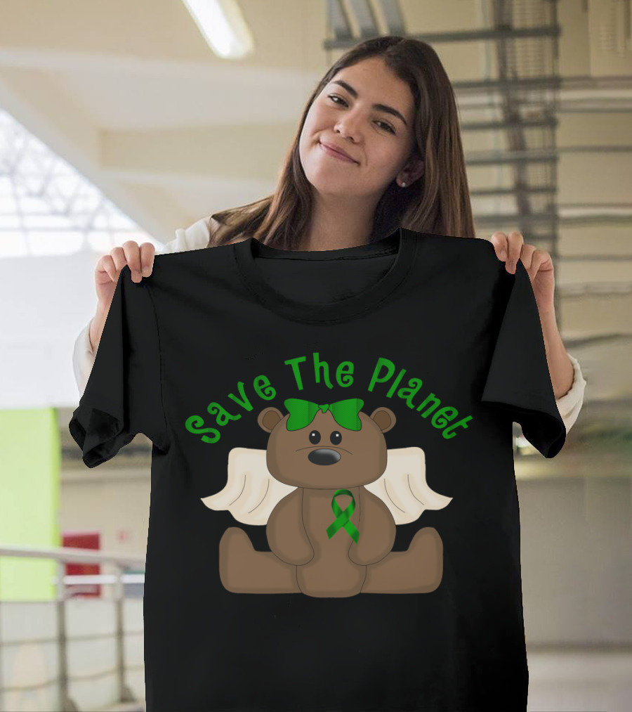 Save The Planet Winged Teddy Bear with Green T-Shirt