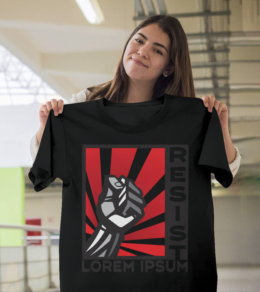 RESIST LOREM IPSUM Fist Red Black Sunburst Iconic T-Shirt